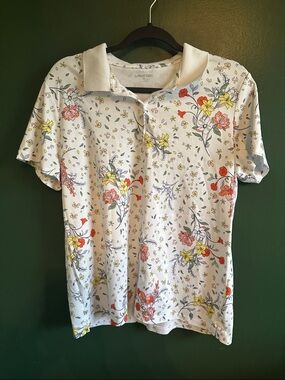 Vintage Lands' End Women’s Floral Polo Made in Peru